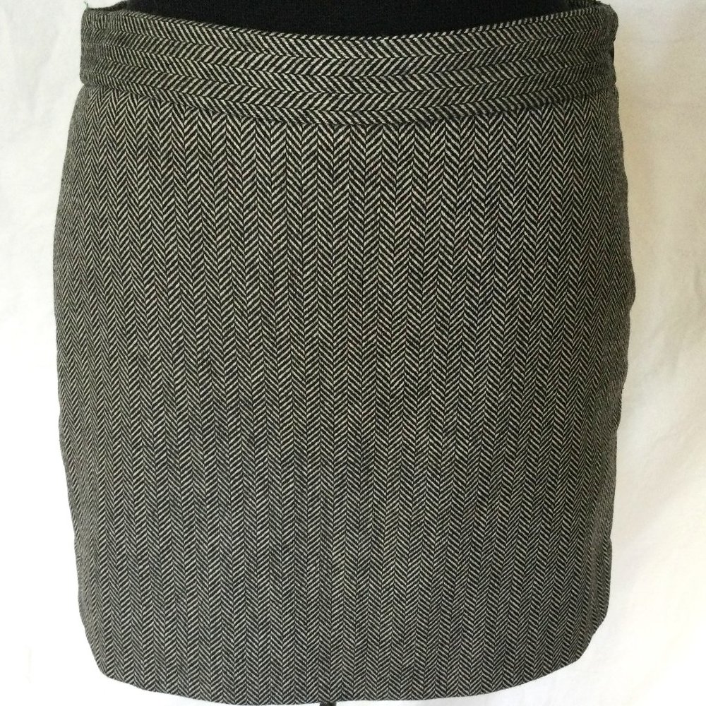Gap Wool Blend Skirt Collegiate Mini Lined Herringbone Gray Size 4